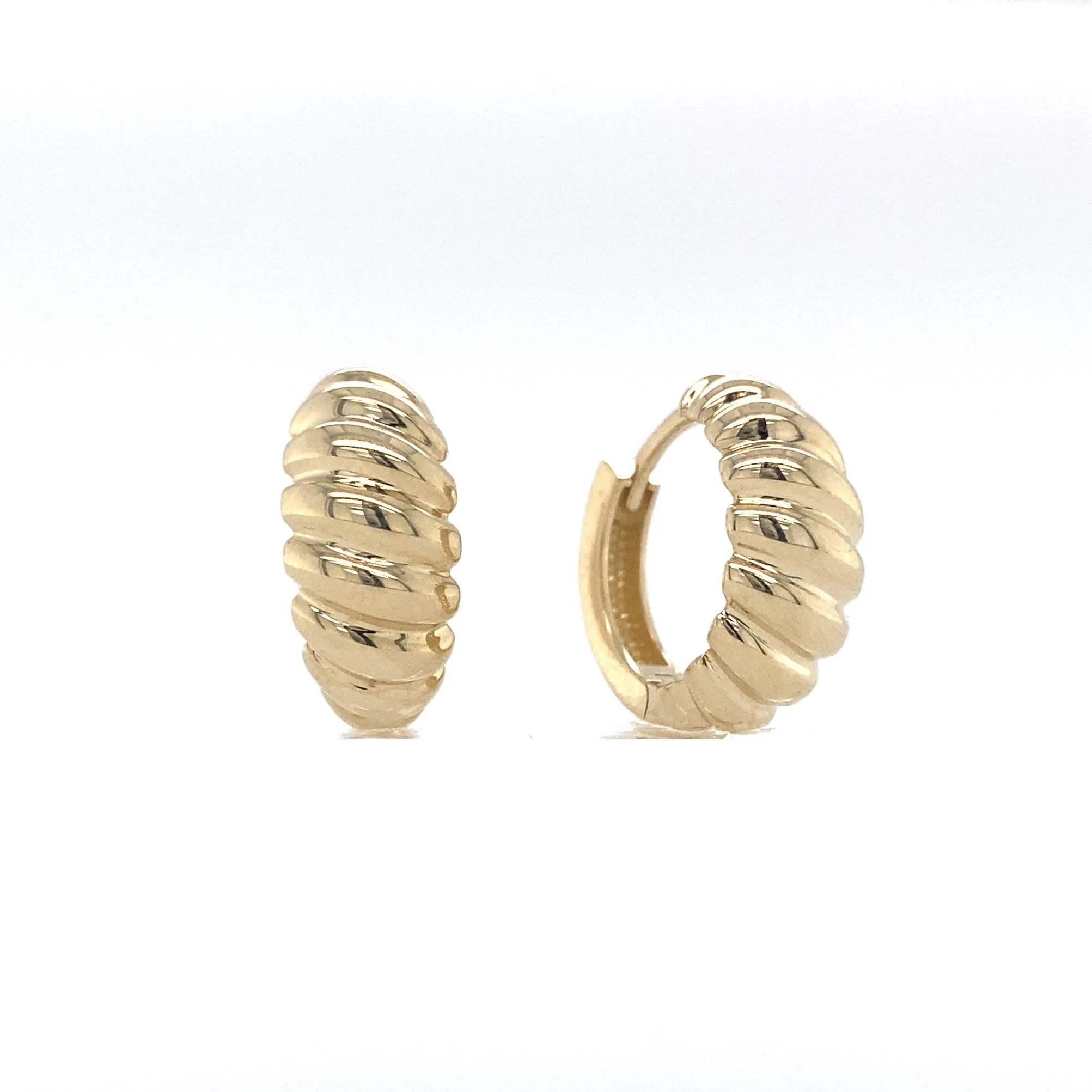 10 Karat Gold Croissant Huggie Earrings
