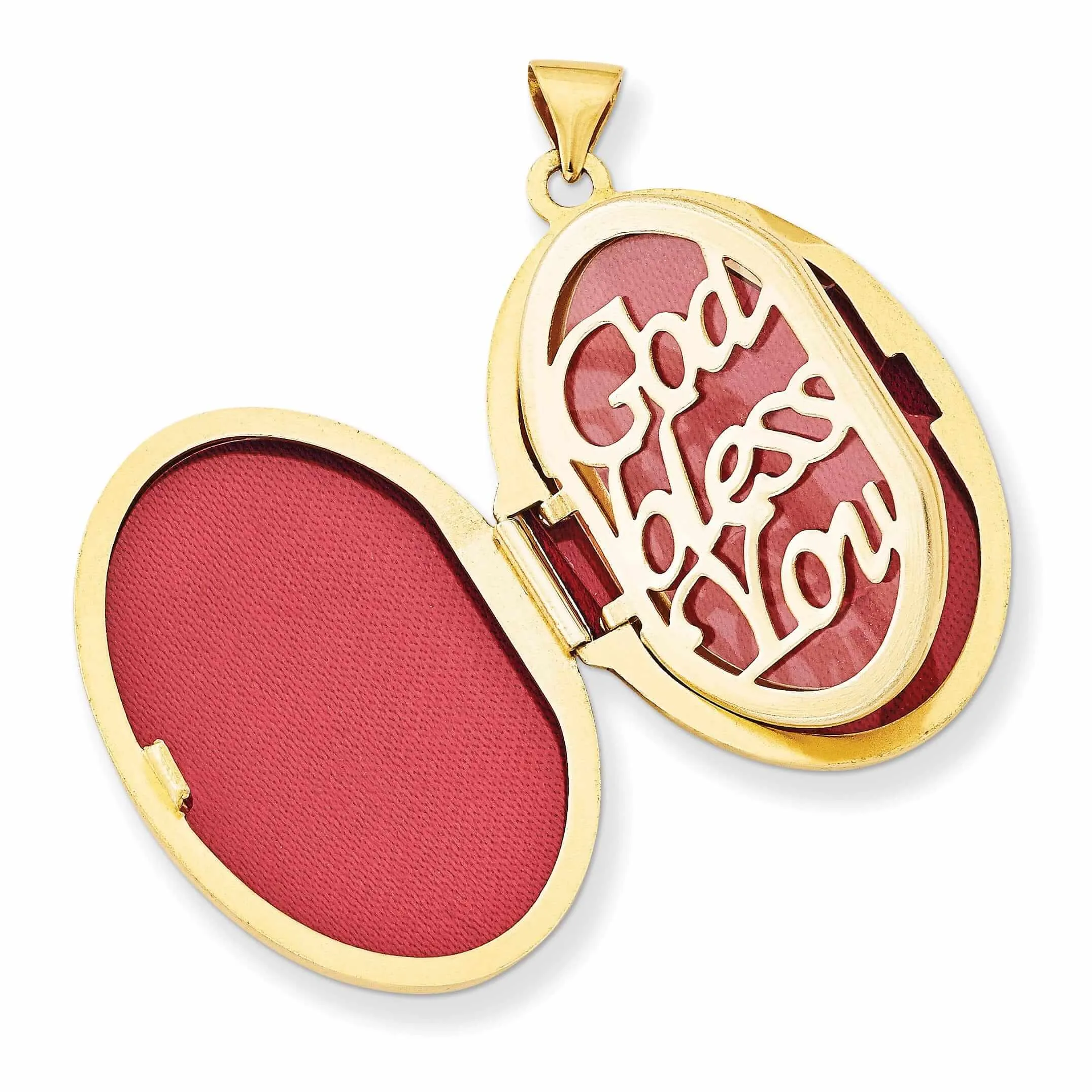 14k Gold Guardian Angel Oval Locket