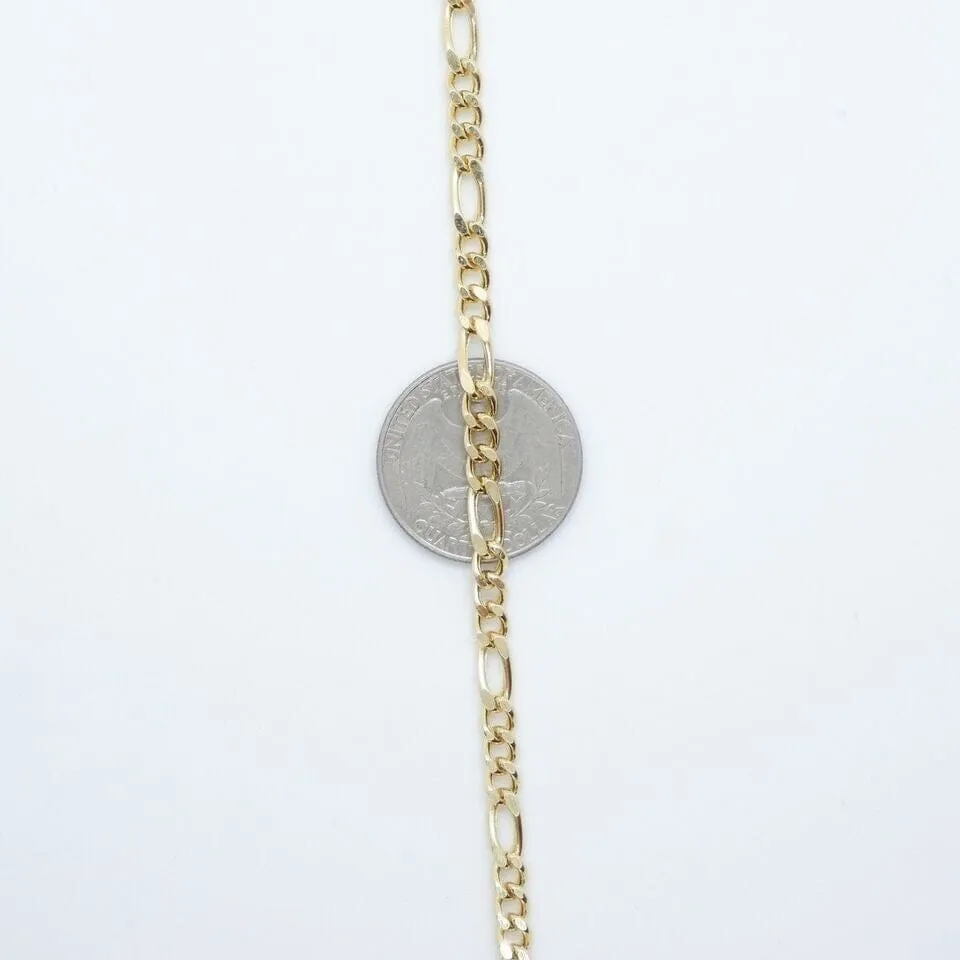 14K Solid Yellow Gold 4mm Figaro Link Chain Necklace