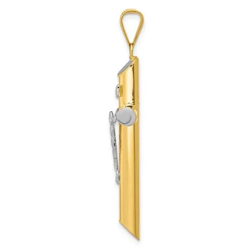 14K TT Gold Hollow Crucifix