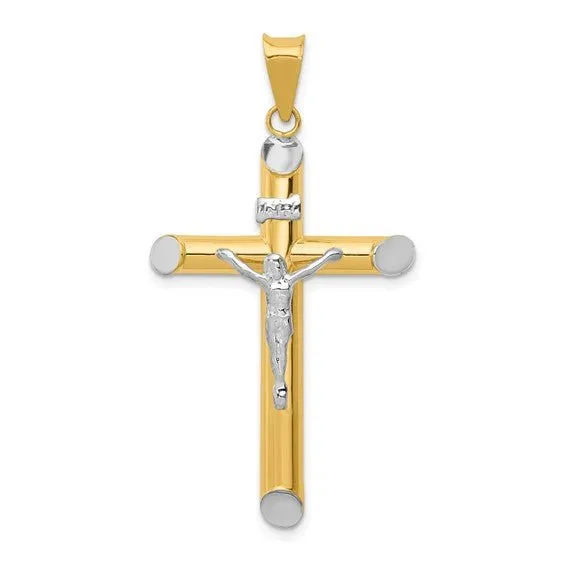 14K TT Gold Hollow Crucifix