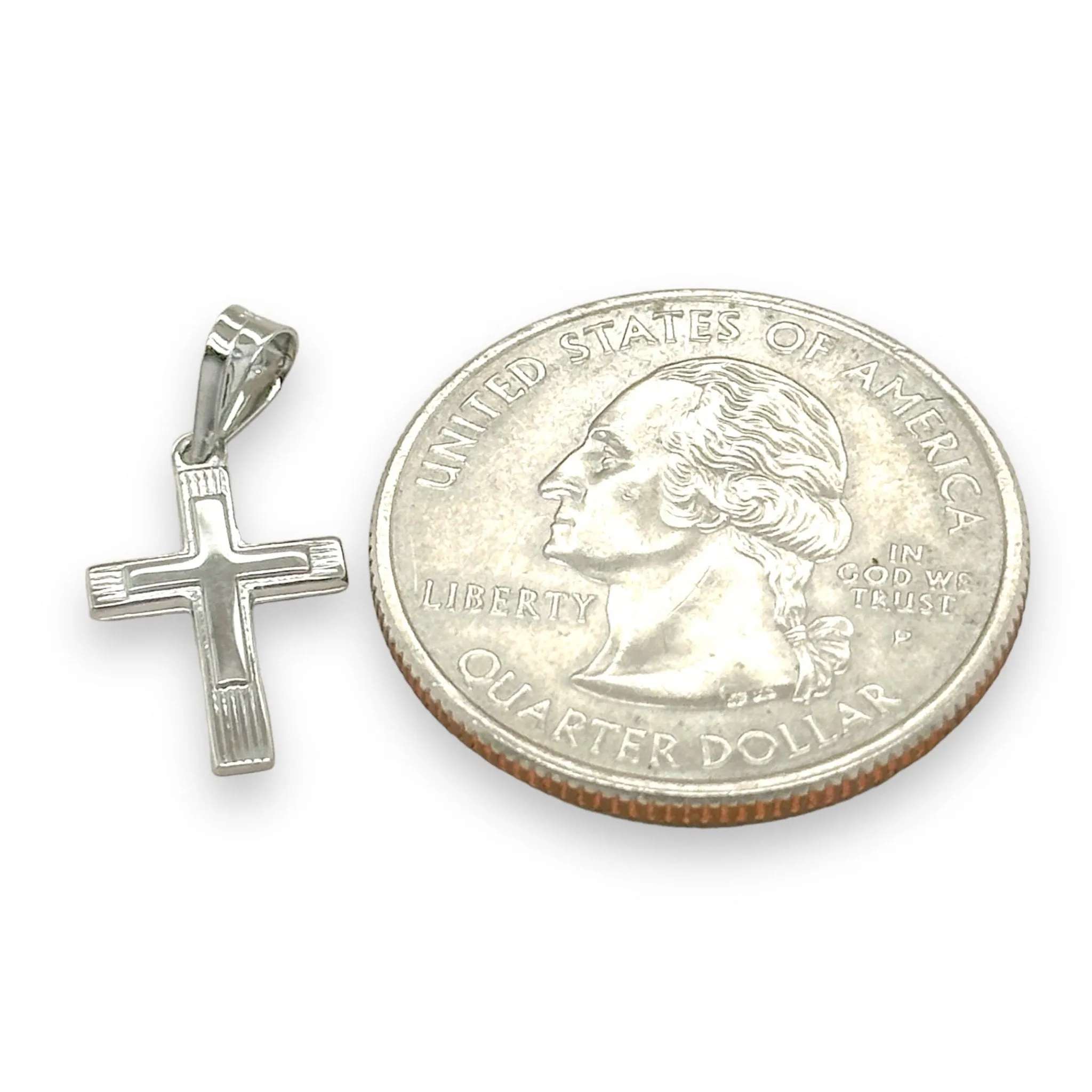 14K W Gold Hollow 15mm Cross