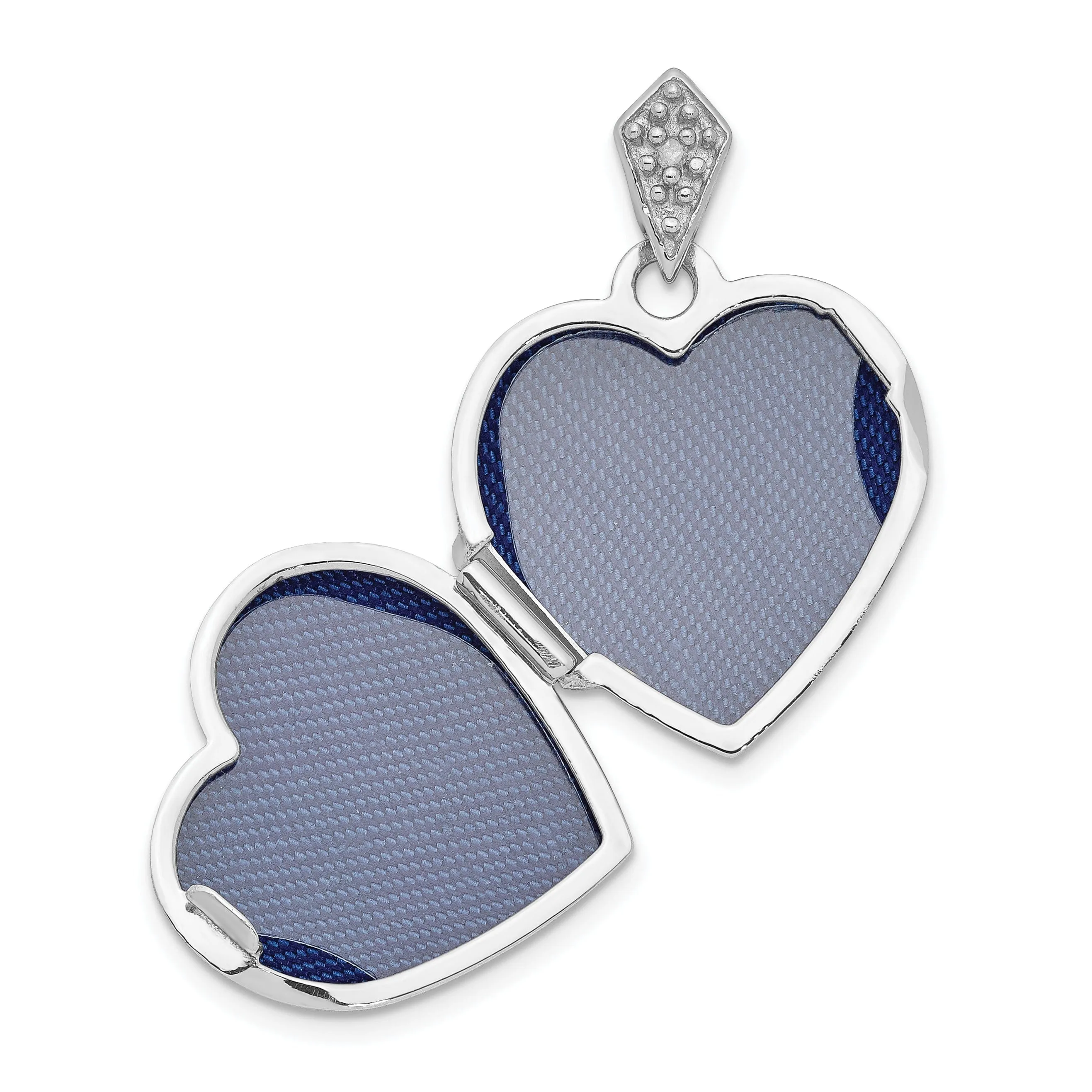 14k White Gold Diamond Heart Locket