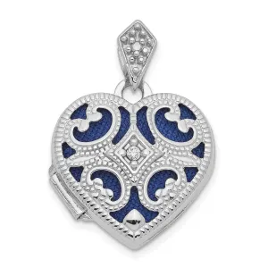14k White Gold Diamond Heart Locket
