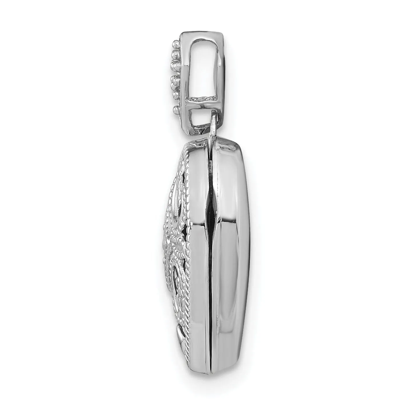 14k White Gold Diamond Heart Locket