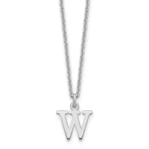 14k White Gold Tiny Cut Out Block Letter X Initial Pendant and Necklace