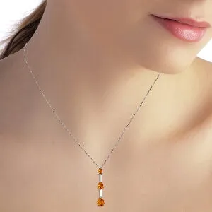 1.71 Carat 14K Solid White Gold Life And More Citrine Necklace