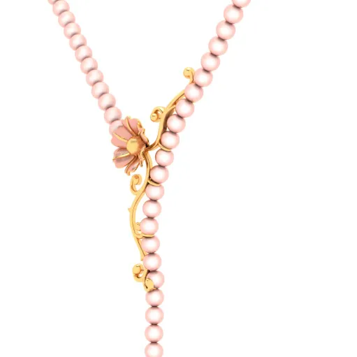 22k Floral Embossed Gold Necklace Design