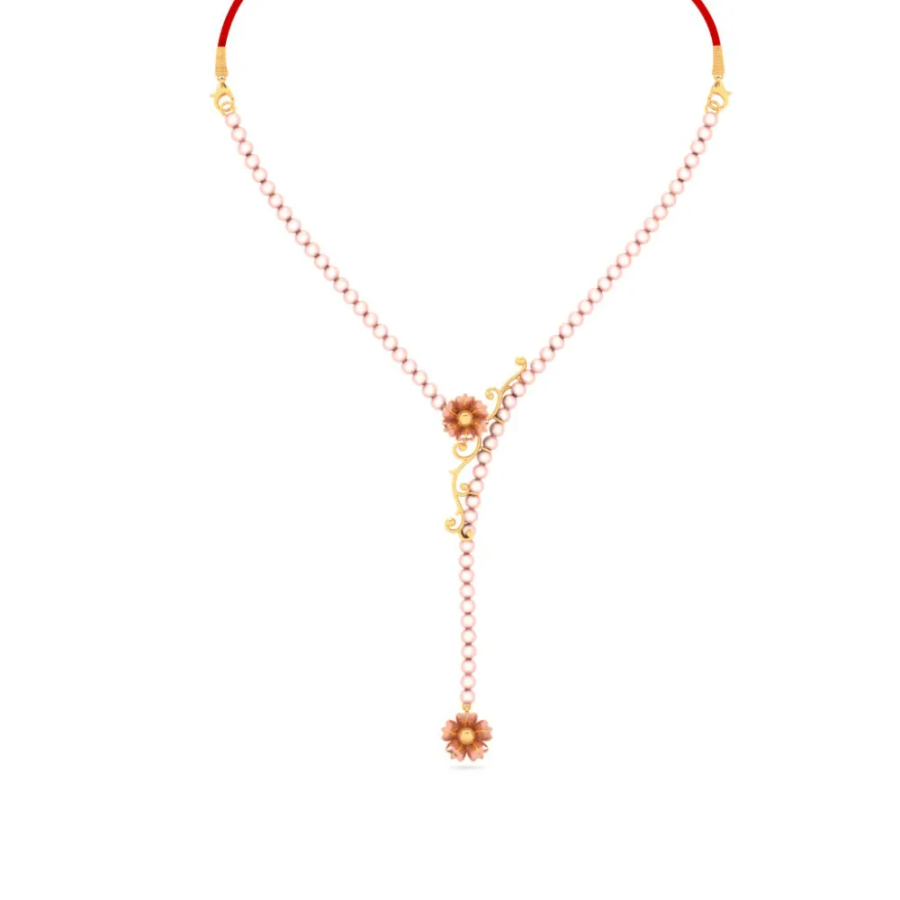 22k Floral Embossed Gold Necklace Design