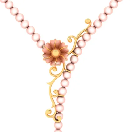 22k Floral Embossed Gold Necklace Design