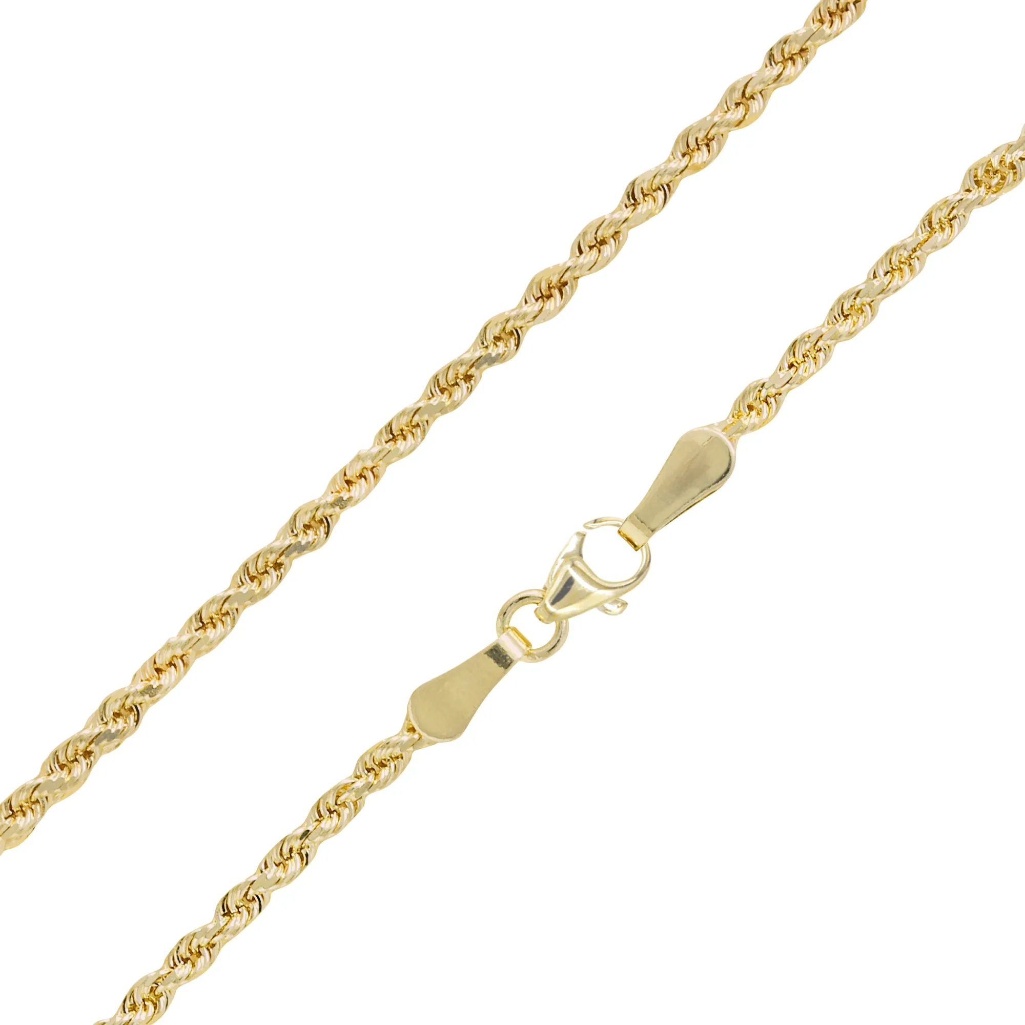 22" 3mm Diamond Cut Rope Chain Necklace