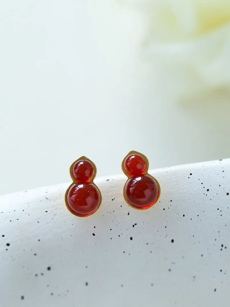 925 Silver Mini Gourd Pearl Stud Earrings