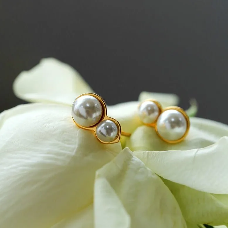 925 Silver Mini Gourd Pearl Stud Earrings