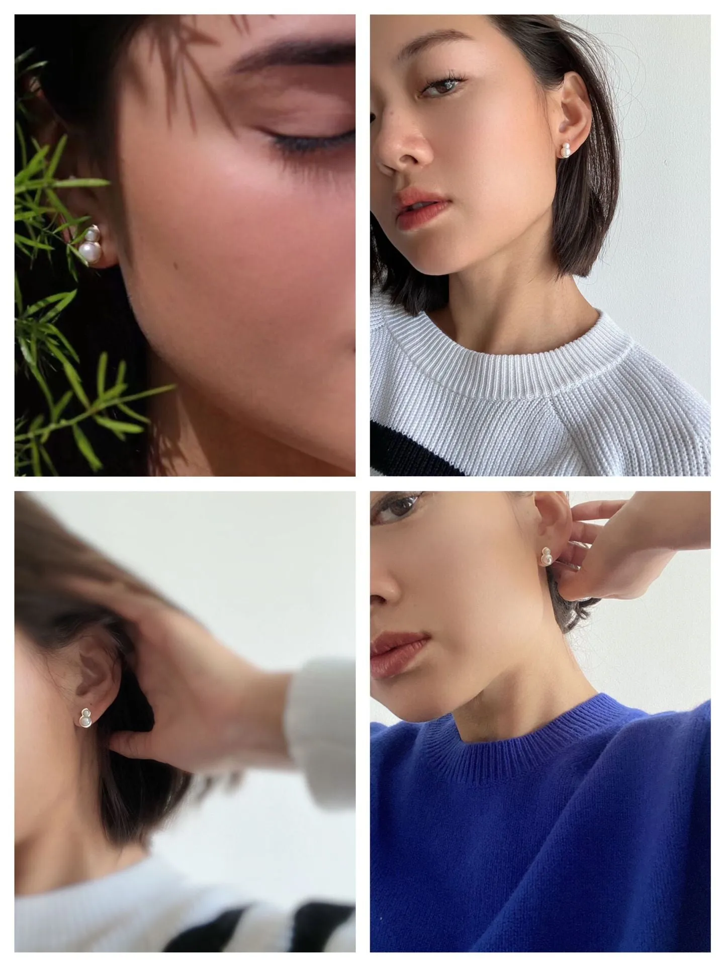 925 Silver Mini Gourd Pearl Stud Earrings