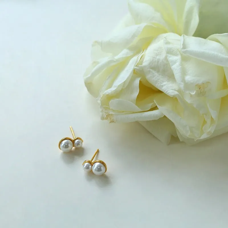 925 Silver Mini Gourd Pearl Stud Earrings