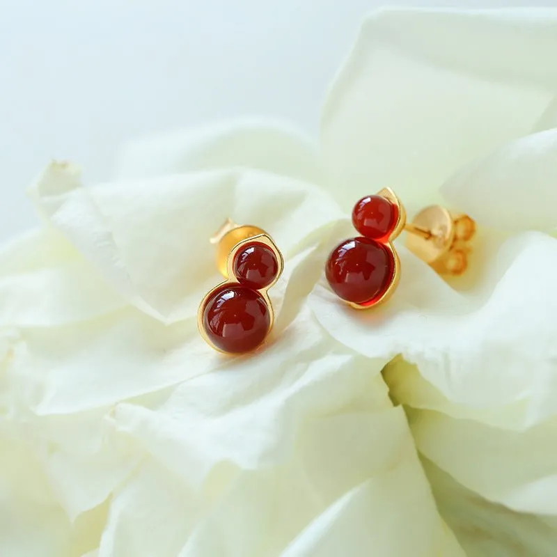 925 Silver Mini Gourd Pearl Stud Earrings