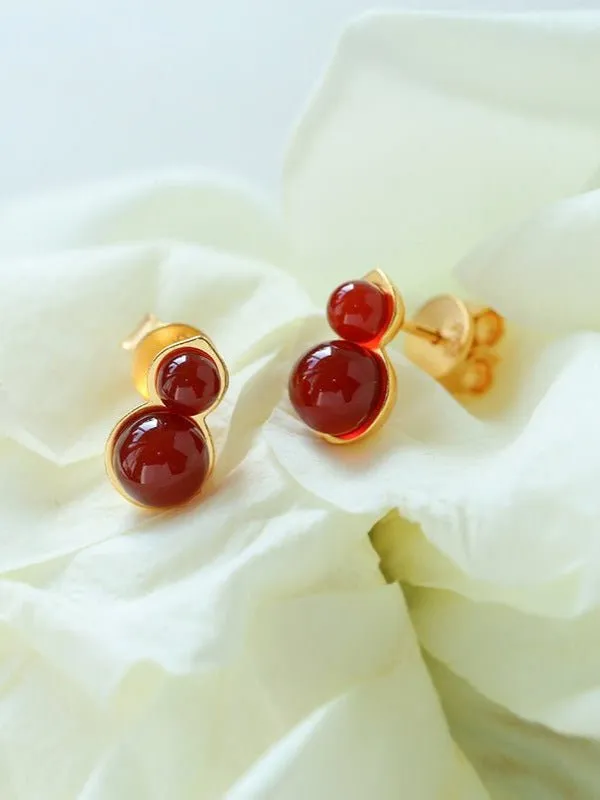 925 Silver Mini Gourd Pearl Stud Earrings