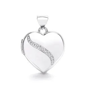 9ct White Gold Diamond Heart Locket Pendant, Sparkling Elegance, 21mm, Chain Length Options 16" - 20", Gift box included