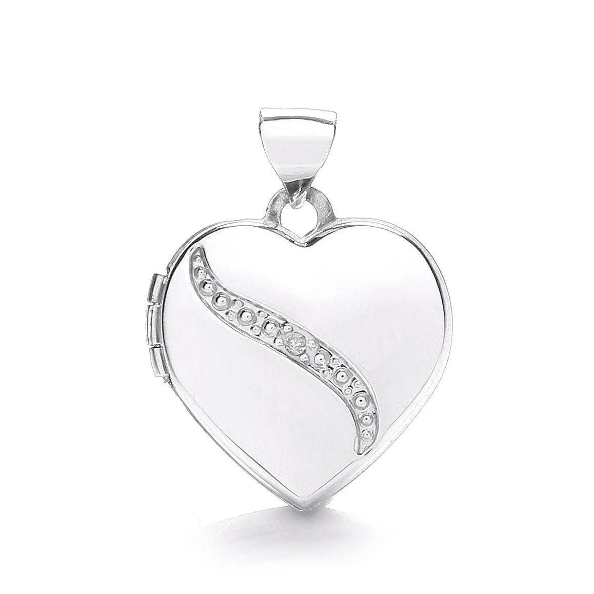 9ct White Gold Diamond Heart Locket Pendant, Sparkling Elegance, 21mm, Chain Length Options 16" - 20", Gift box included