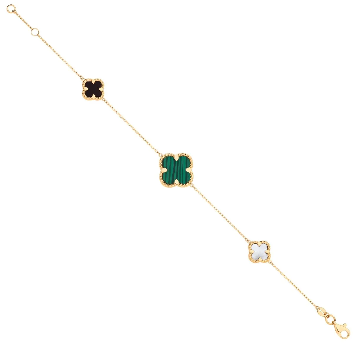 9ct Yellow Gold Four Leaf Clovers Ladies Bracelet