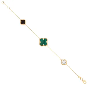 9ct Yellow Gold Four Leaf Clovers Ladies Bracelet