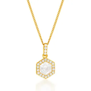 9ct Yellow Gold Hexagonal Cubic Zirconia Halo Pendant