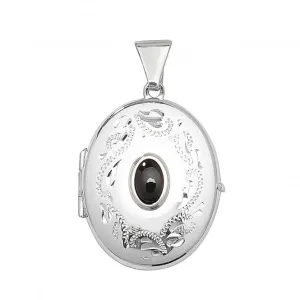 Acotis Silver Locket Heart Shaped Garnet G6695