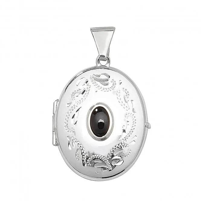 Acotis Silver Locket Heart Shaped Garnet G6695