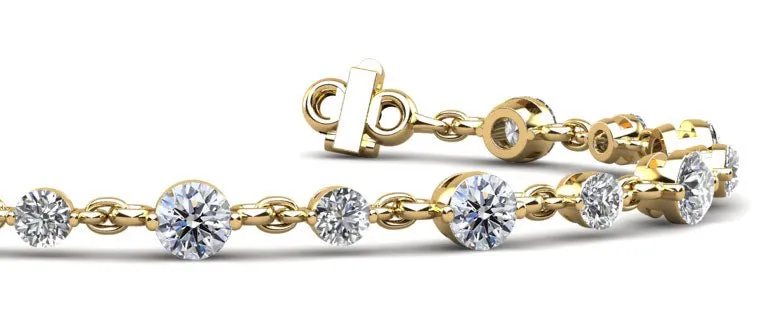 Alternating Diamond And Chain Link Lab-Grown Diamond Bracelet with 3.15 ct.(finished) 3mm, 3.8mm