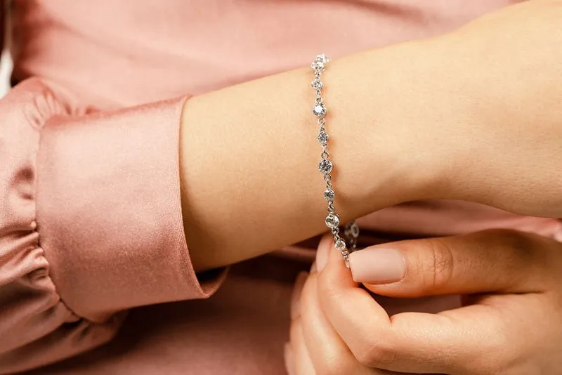 Alternating Diamond And Chain Link Lab-Grown Diamond Bracelet with 3.15 ct.(finished) 3mm, 3.8mm