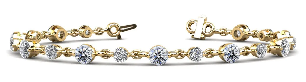 Alternating Diamond And Chain Link Lab-Grown Diamond Bracelet with 3.15 ct.(finished) 3mm, 3.8mm