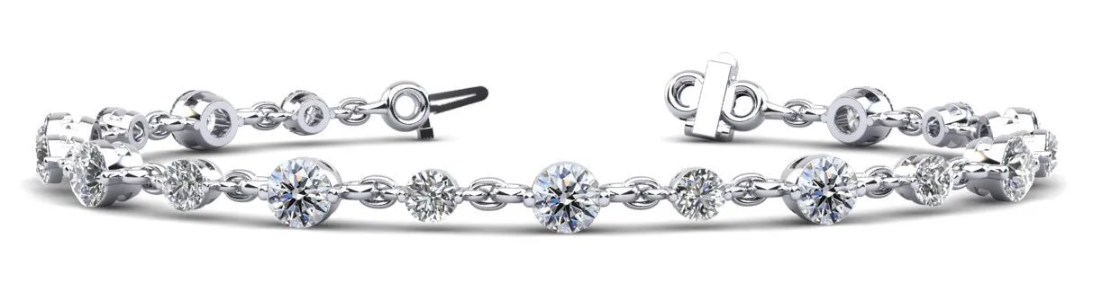 Alternating Diamond And Chain Link Lab-Grown Diamond Bracelet with 3.15 ct.(finished) 3mm, 3.8mm