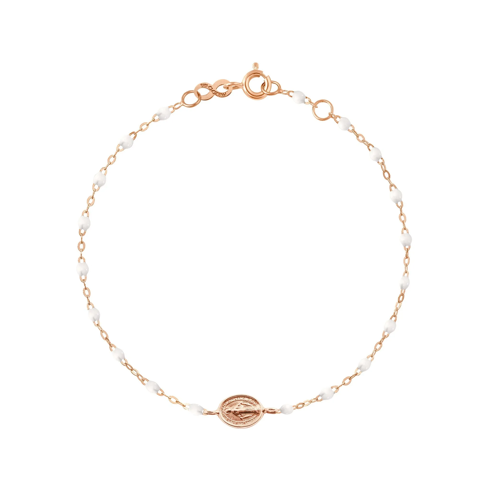 Baby Madone Charm Classic Gigi White bracelet, Rose Gold, 5.1"