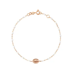 Baby Madone Charm Classic Gigi White bracelet, Rose Gold, 5.1"
