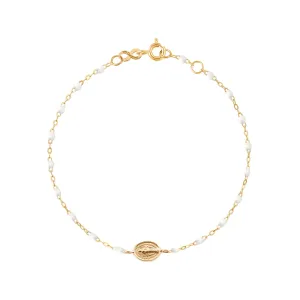 Baby Madone Charm Classic Gigi White bracelet, Yellow Gold, 5.1"