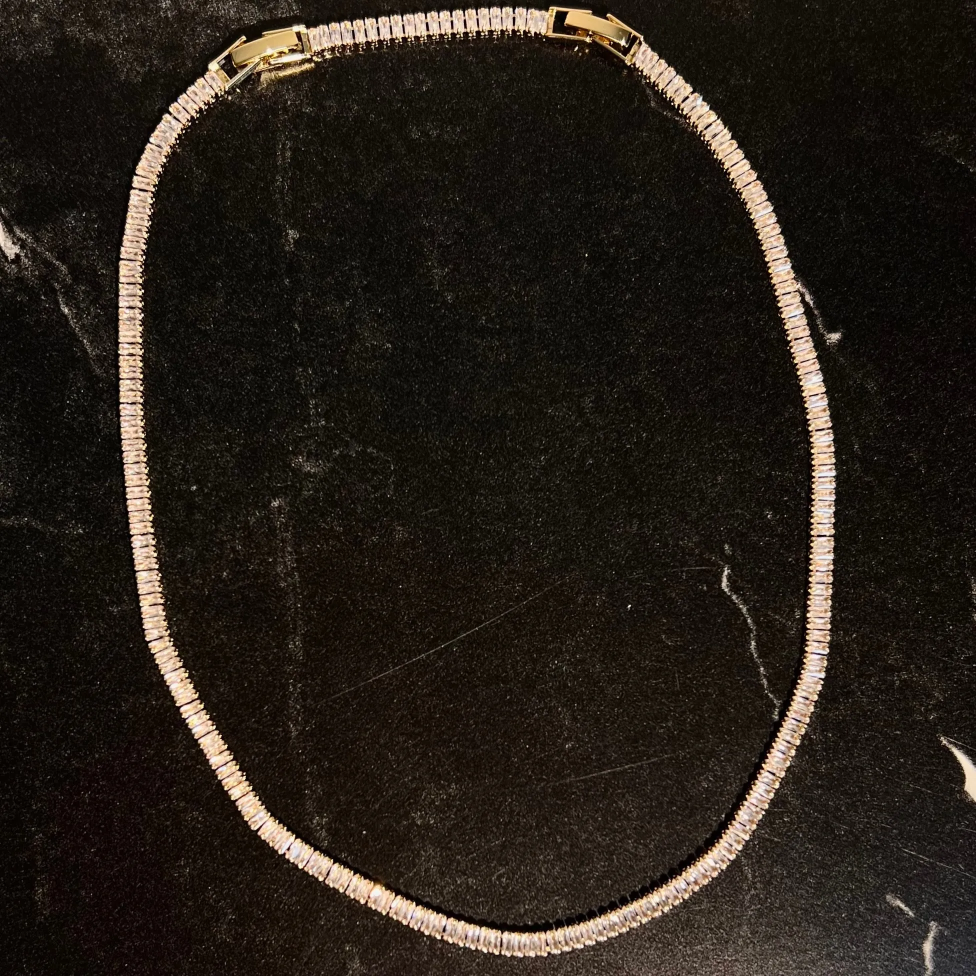 Baguette tennis necklace gold