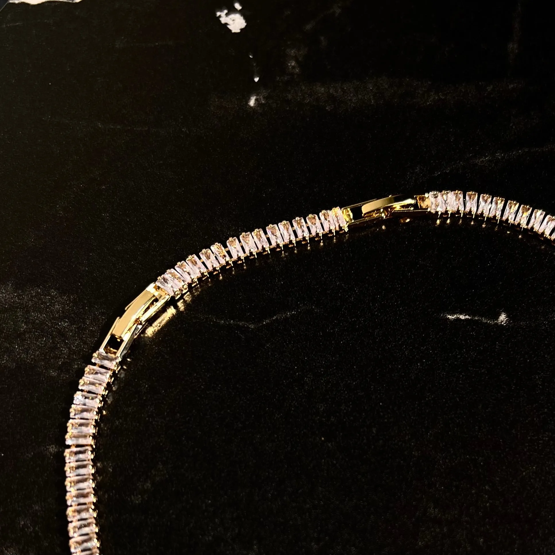 Baguette tennis necklace gold