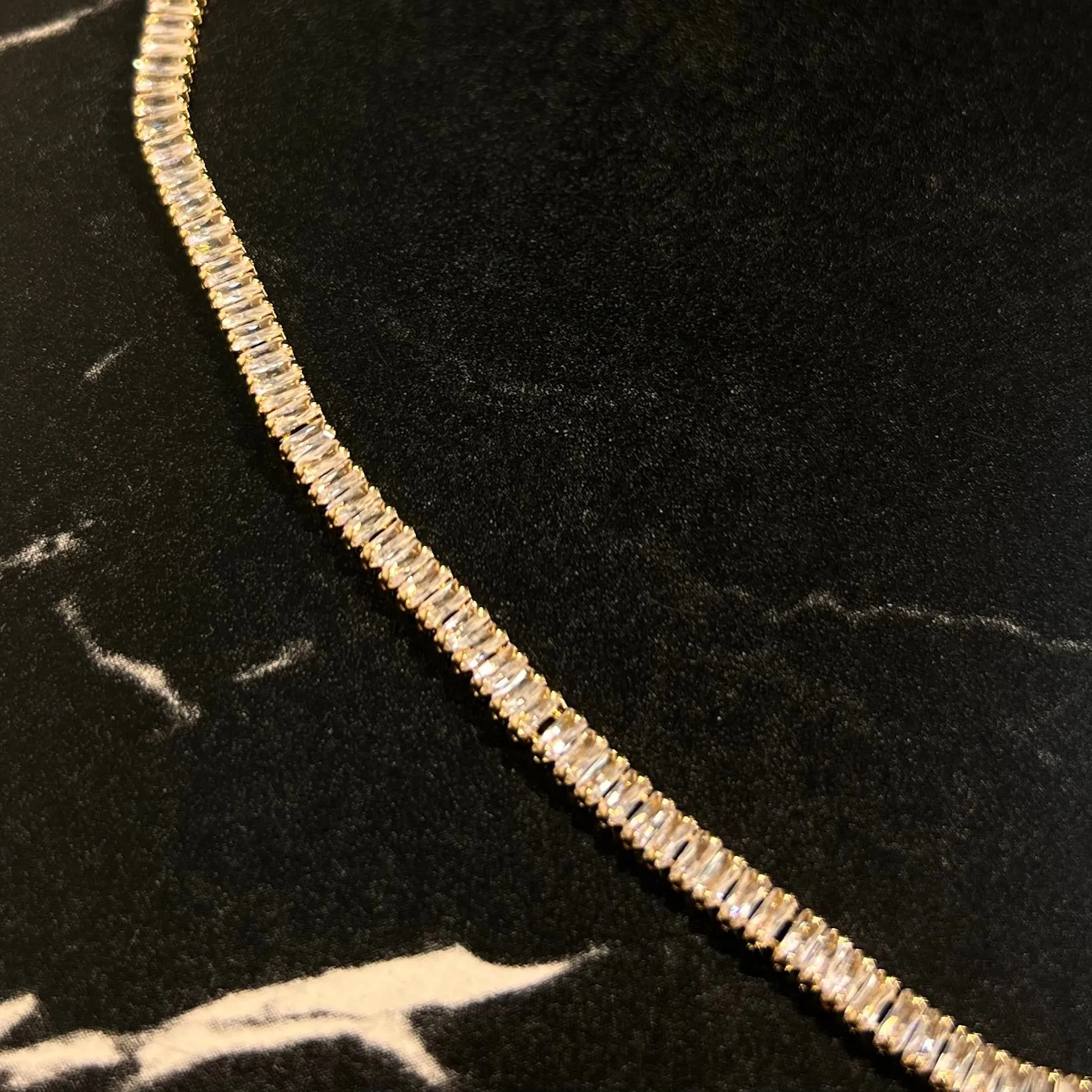 Baguette tennis necklace gold