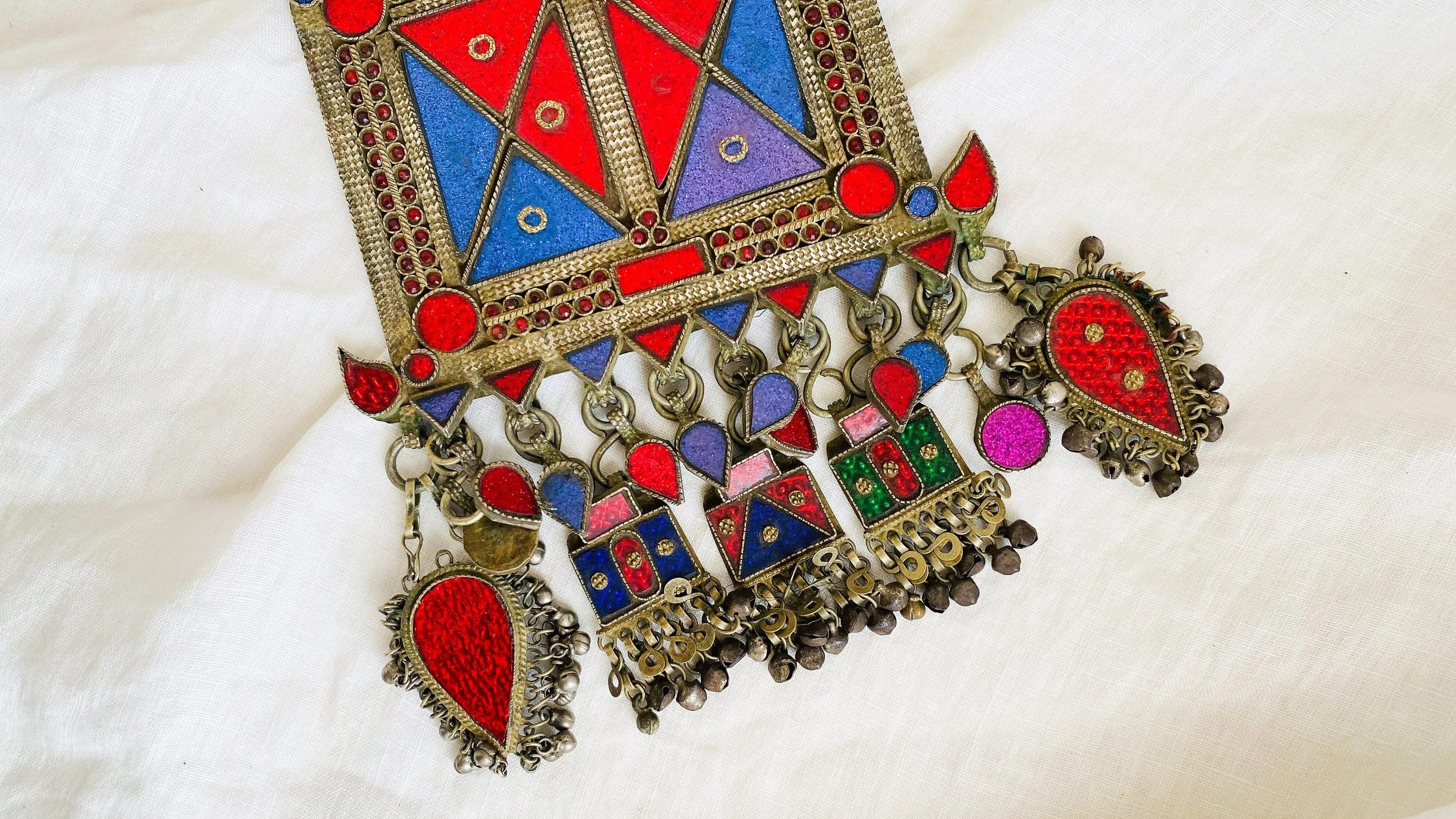 Balochi Nawa Glass Inlay Necklace.