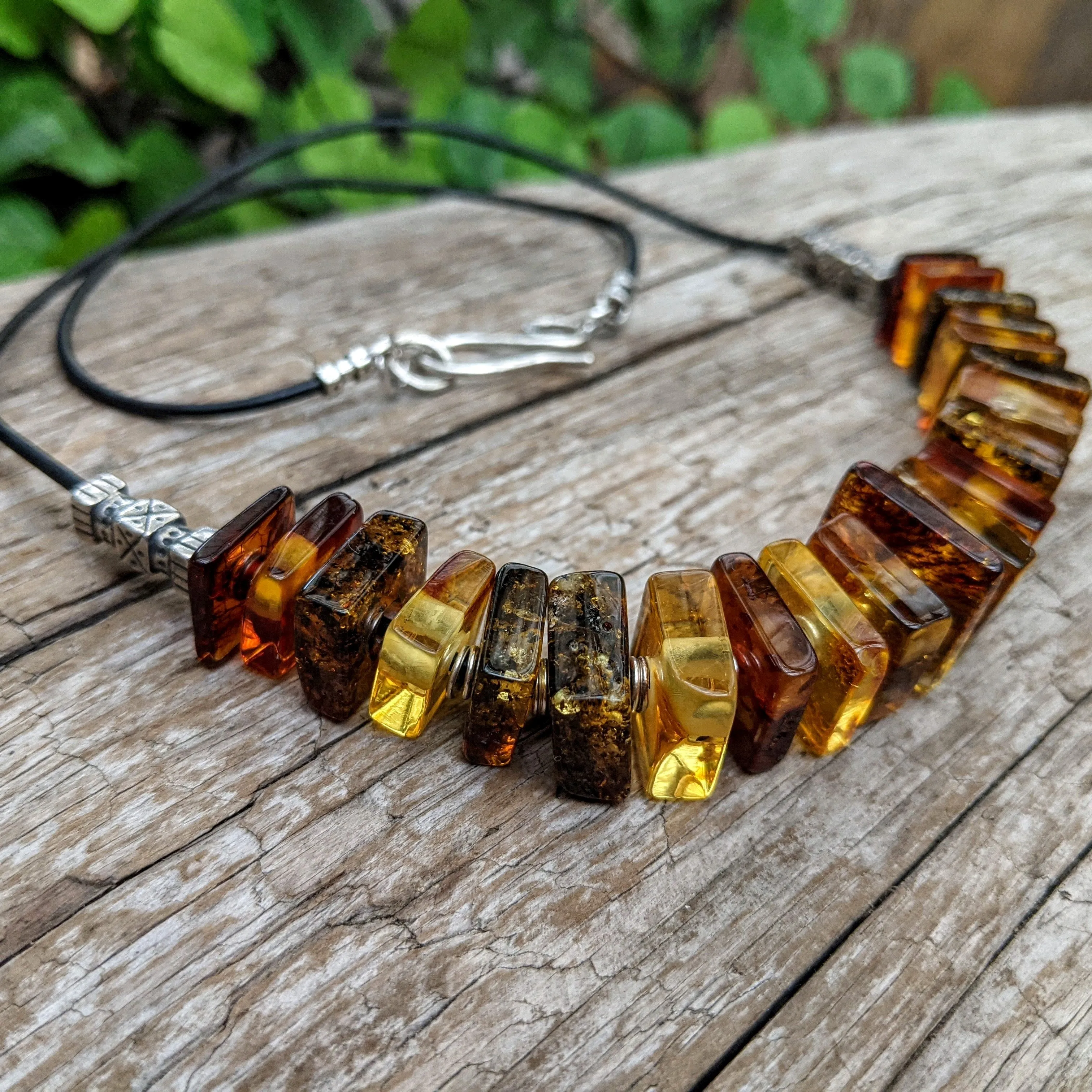 Baltic Amber Leather Necklace
