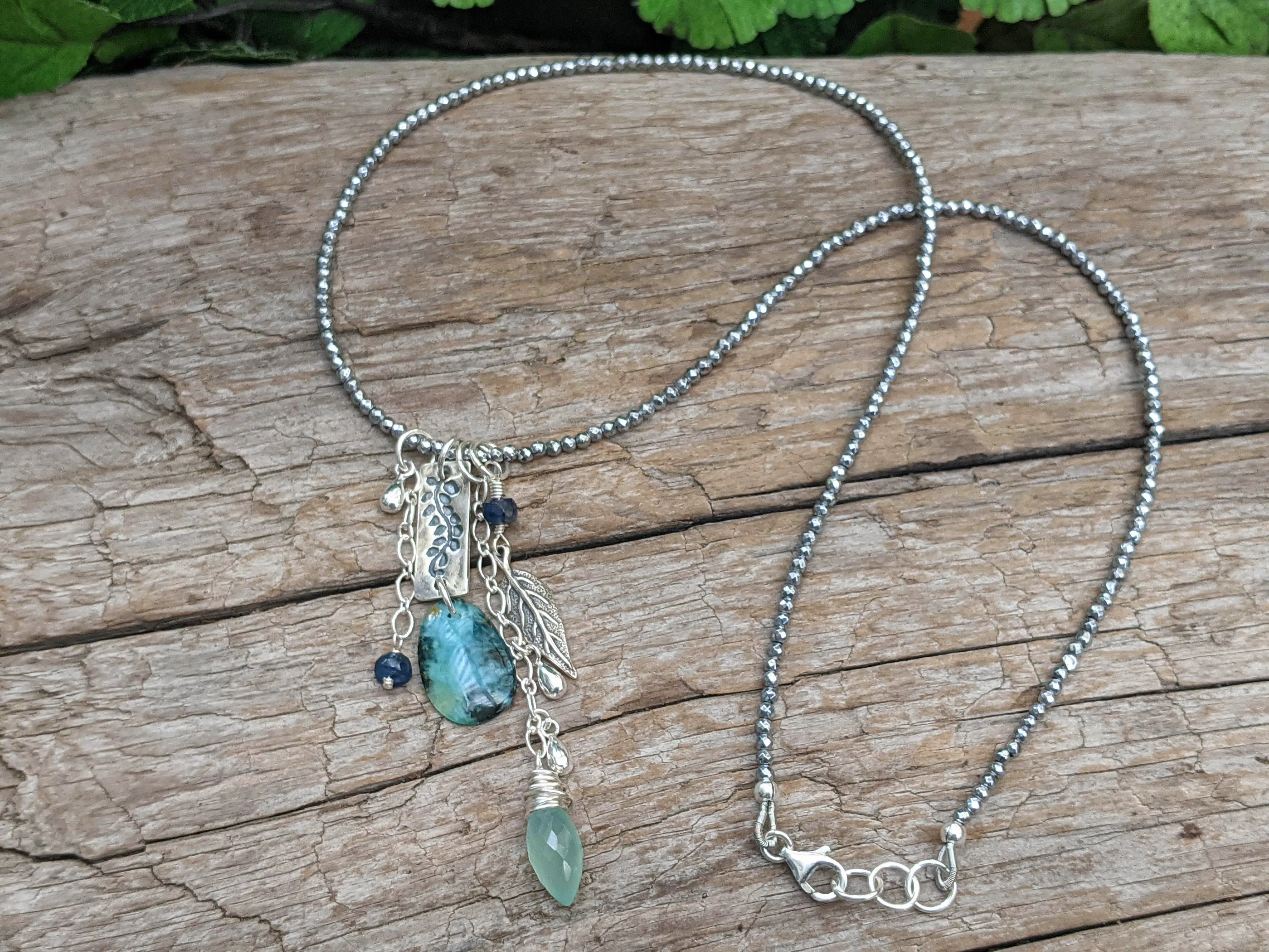 Blue Peruvian Opal Pendant Necklace