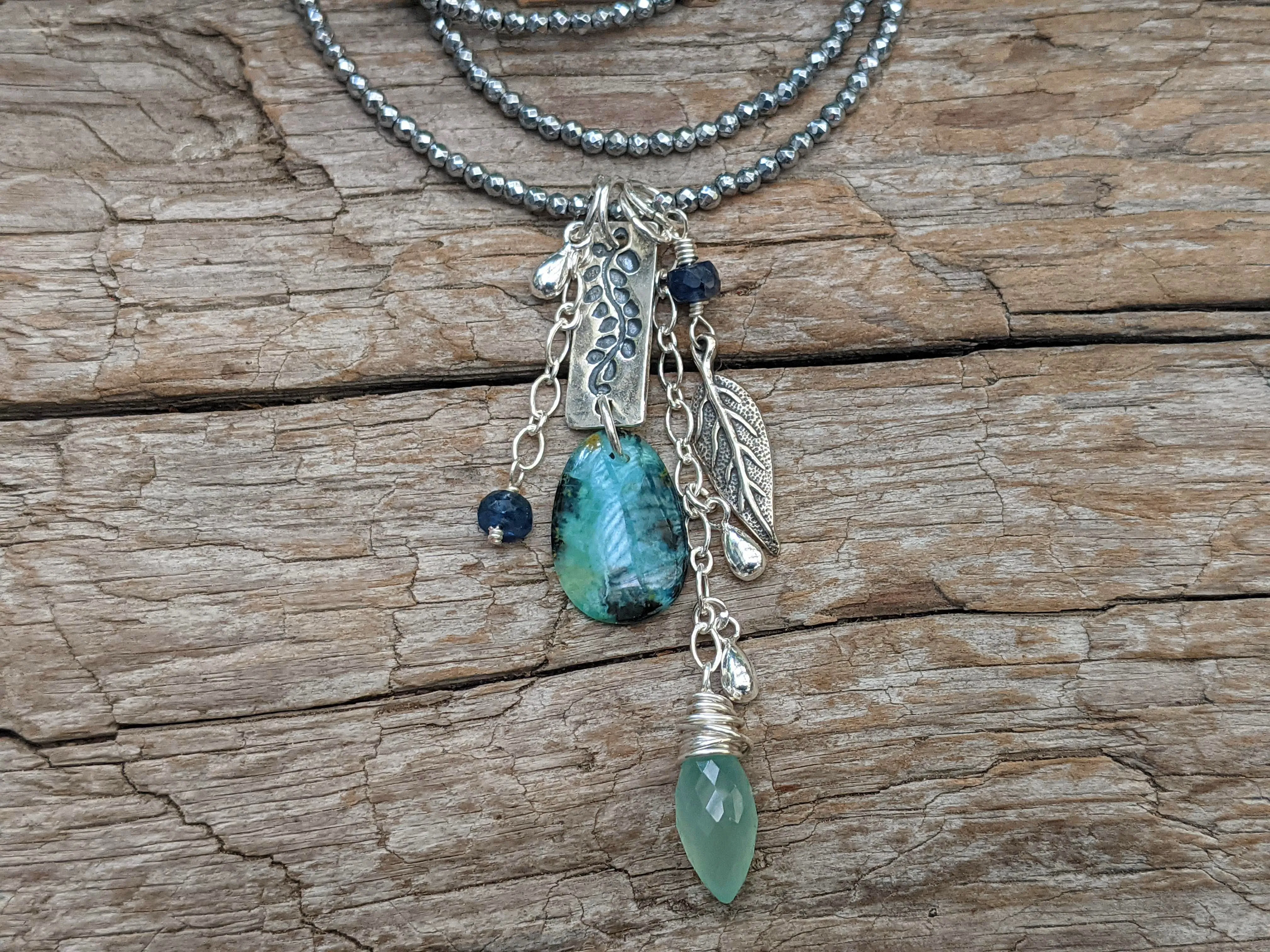 Blue Peruvian Opal Pendant Necklace