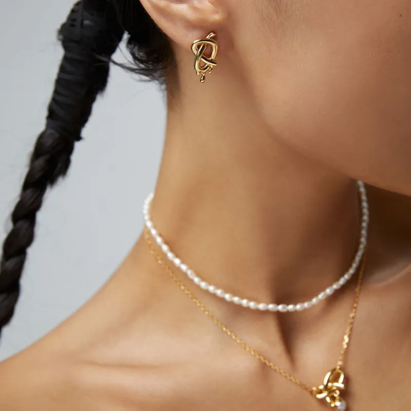 Bow Pearl Earrings-925 Sterling Silver