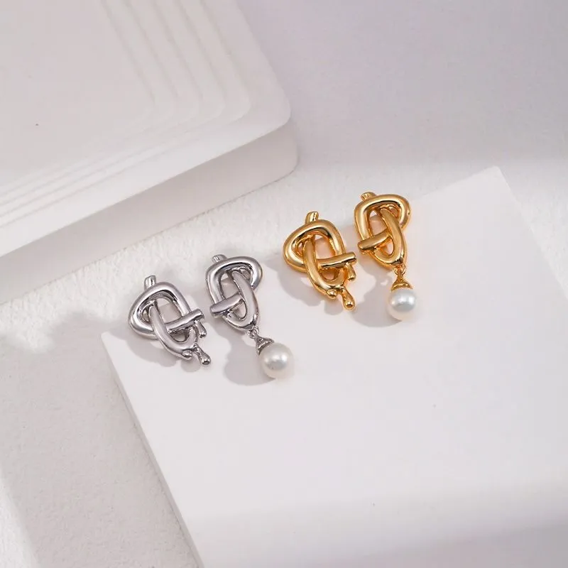 Bow Pearl Earrings-925 Sterling Silver