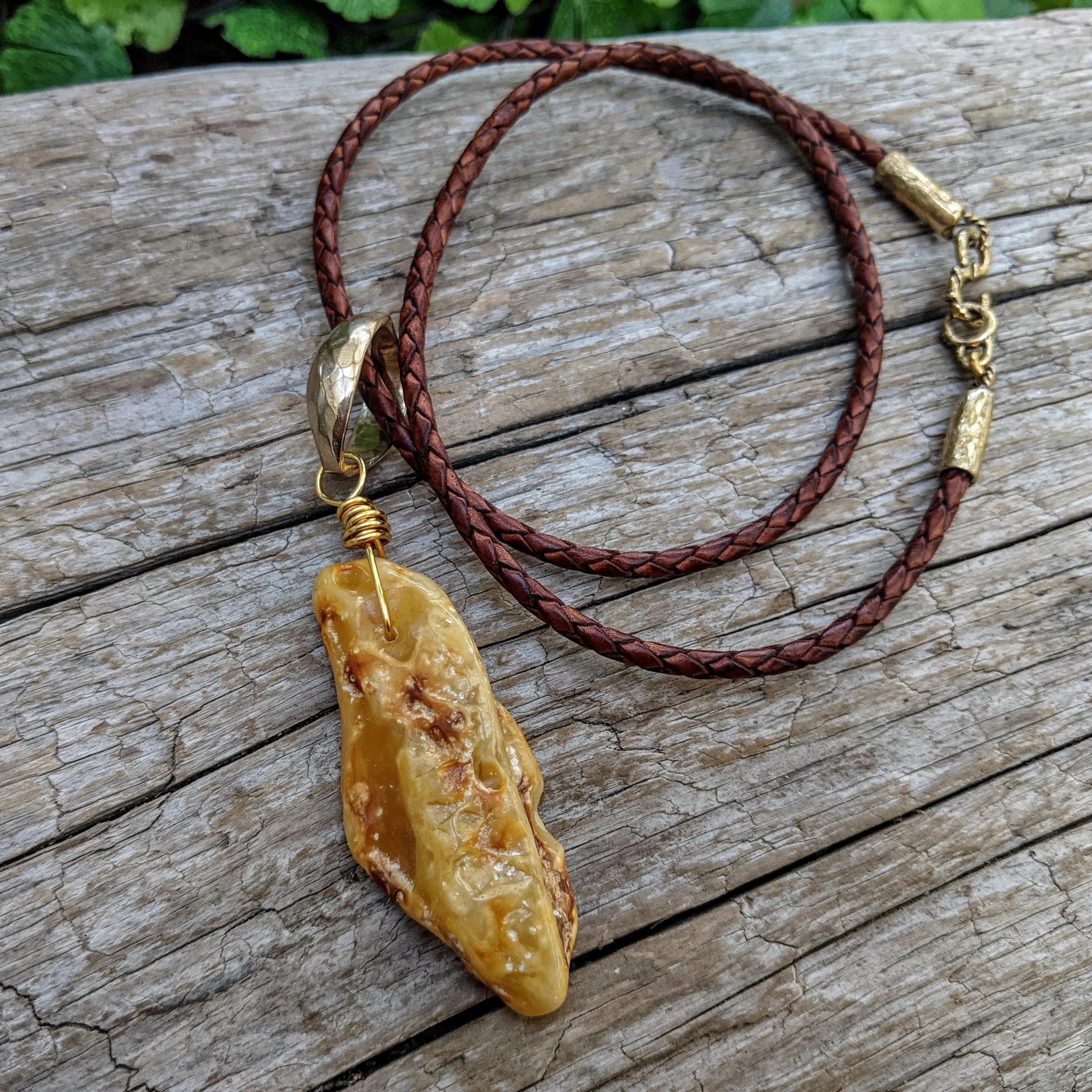 Butterscotch Rustic Amber Pendant Necklace