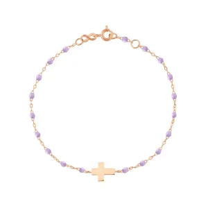 Child Cross Charm Classic Gigi Lilac bracelet, Rose Gold, 5.9"