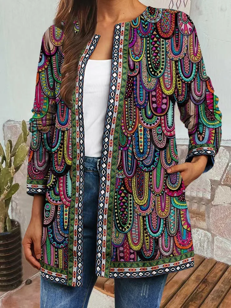 Chloe - Retro Style Printed Cardigan