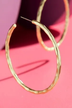 Classic Hammered Design Statement Hoop Earrings