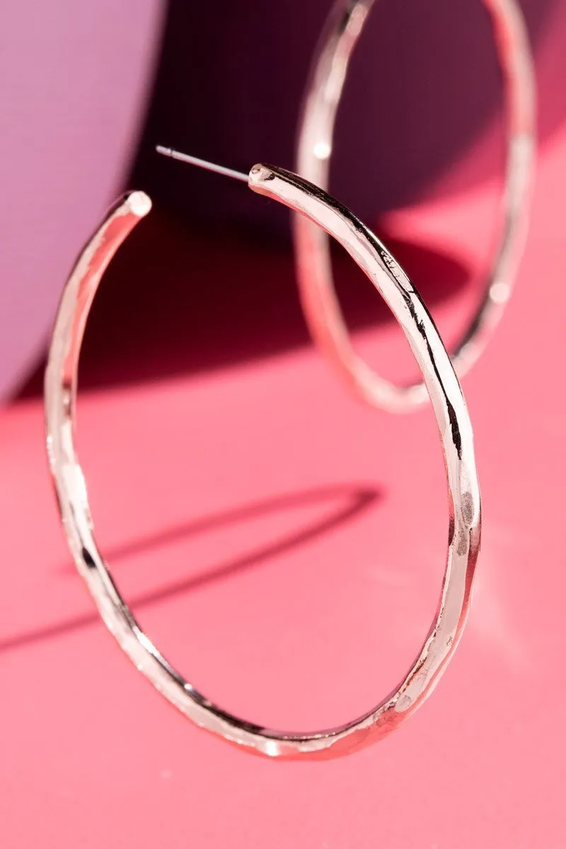 Classic Hammered Design Statement Hoop Earrings