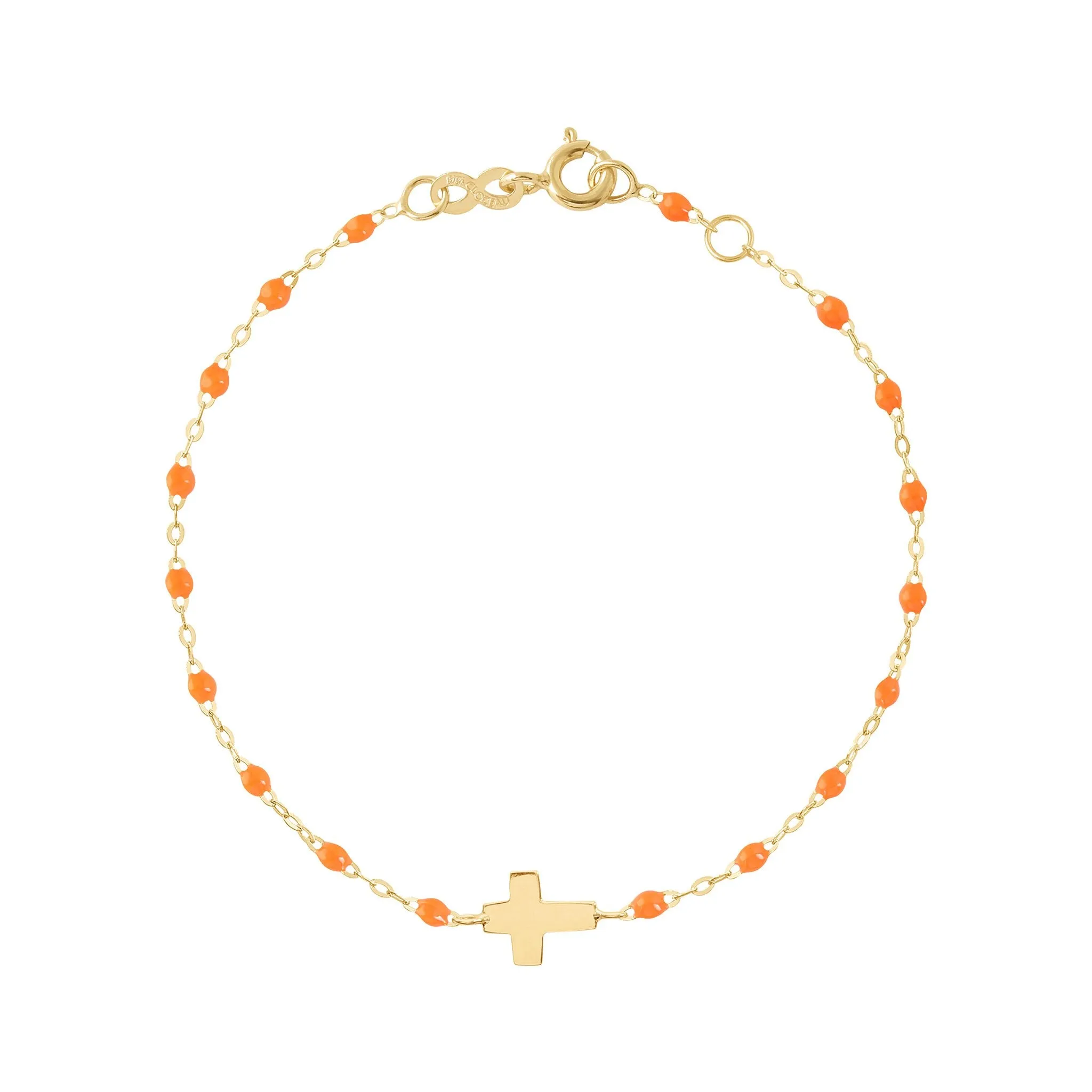 Cross Charm Classic Gigi Orange bracelet, Yellow Gold, 6.7"